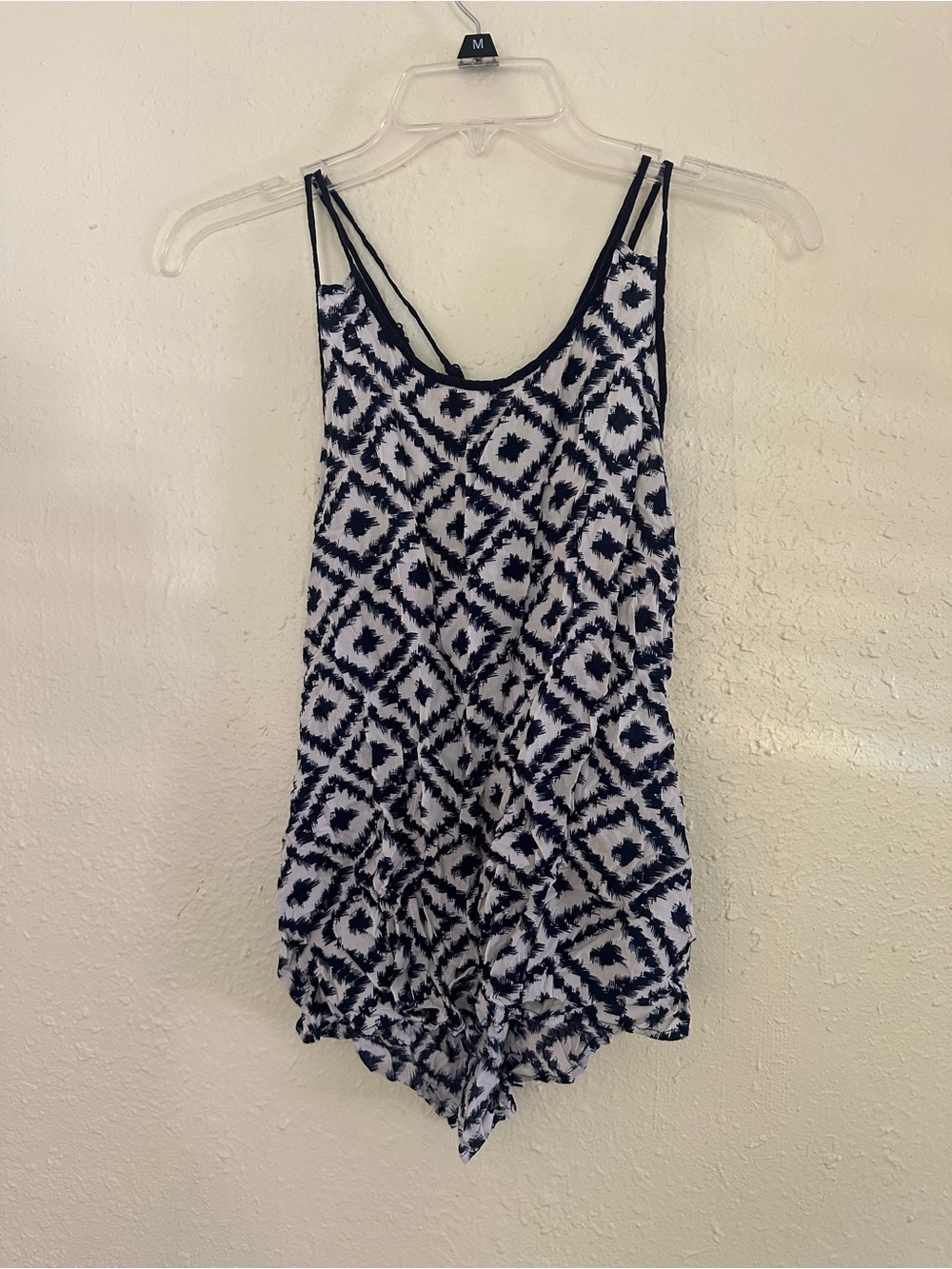 Papermoon Navy and White Diamond-Print Blouse